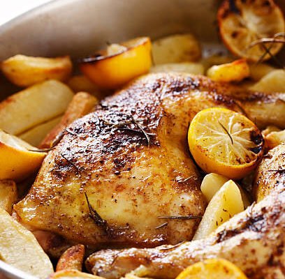 Poulet rôti aux pommes de terre et citron