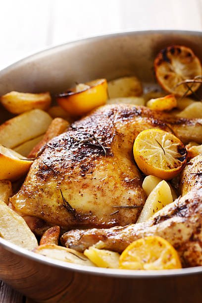 Poulet rôti aux pommes de terre et citron
